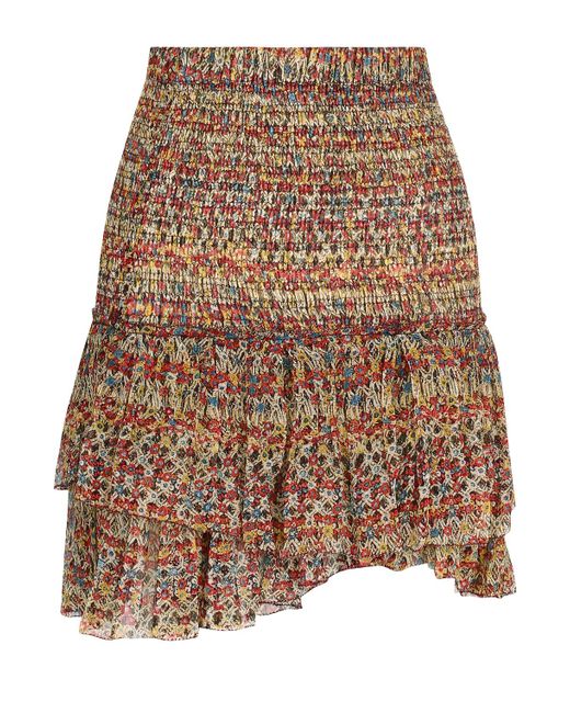 Isabel Marant Étoile Шелковая мини-юбка с оборками и принтом