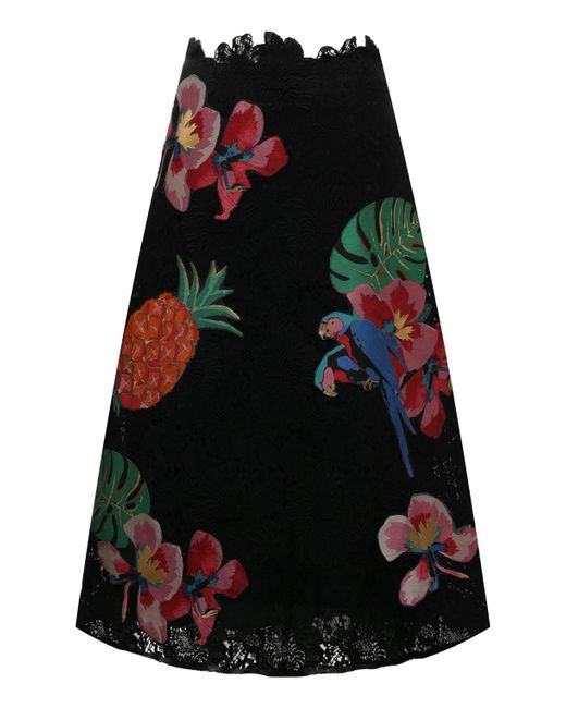 Valentino Шелковая юбка А-силуэта с нашивками