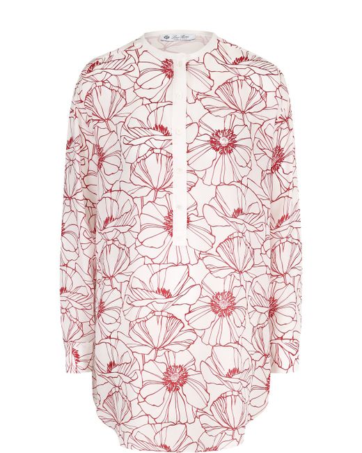 Loro Piana Удлиненная шелковая блуза с принтом