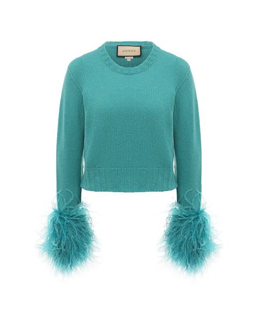 Gucci Шерстяной свитер с отделкой перьями