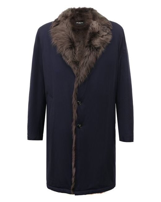 Kiton Удлиненной пальто из смеси шерсти и шелка с меховой подкладкой