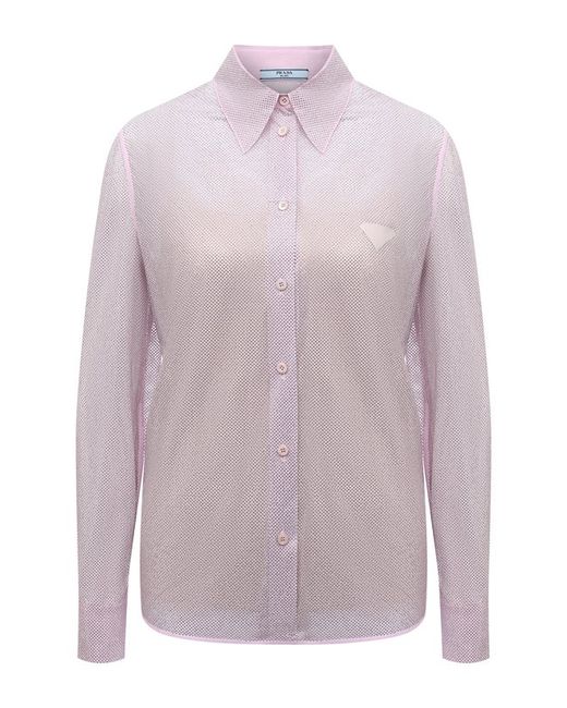 Prada Шелковая блузка с отделкой стразами
