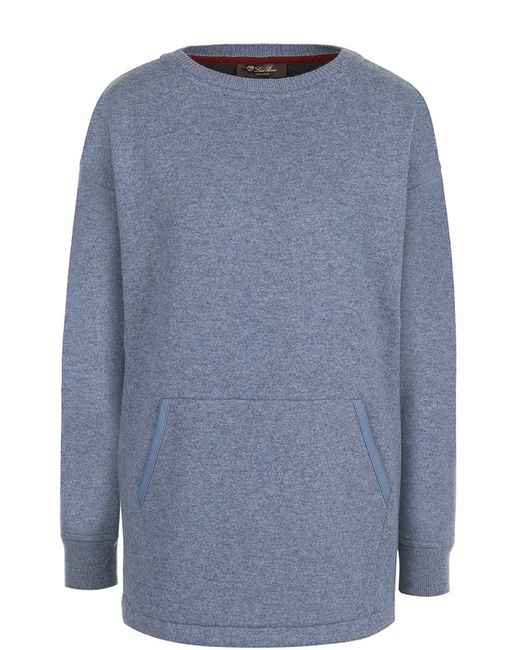 Loro Piana Кашемировый пуловер с круглым вырезом и накладным карманом