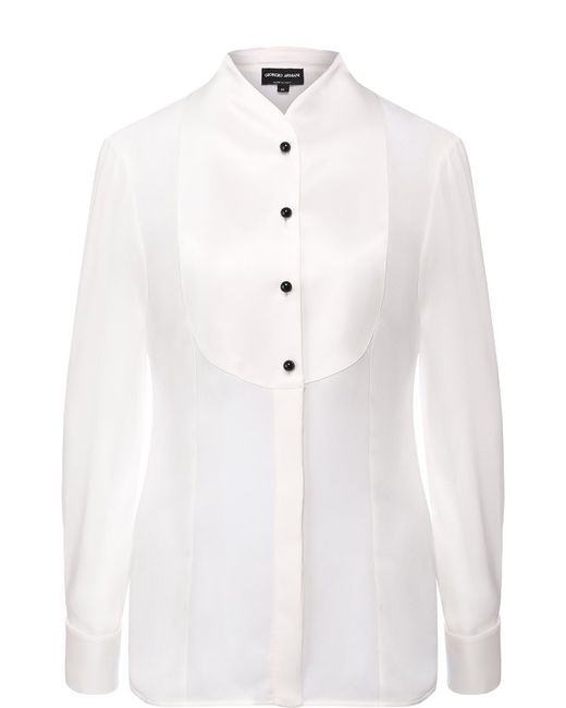Giorgio Armani Шелковая блуза с контрастными пуговицами