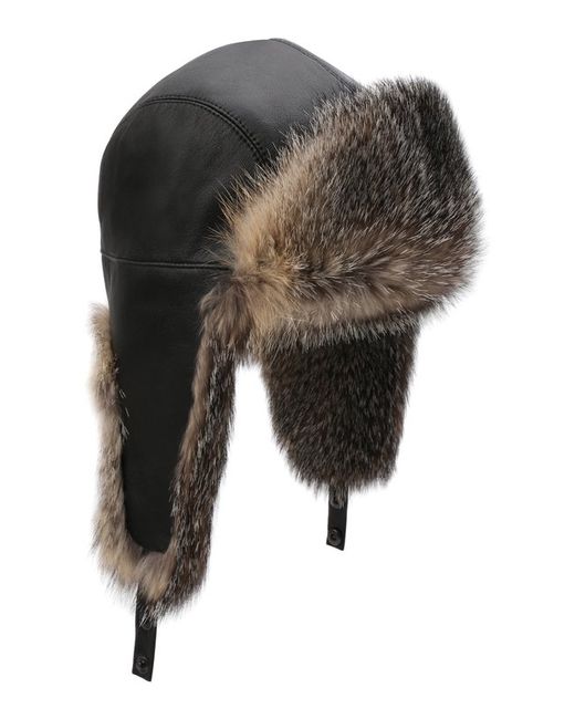 Kussenkovv Кожаная шапка-ушанка с отделкой из меха лисицы
