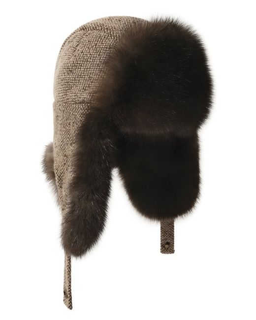 Black Sable Кашемировая шапка-ушанка с отделкой из меха соболя
