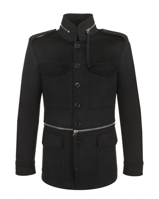 Alexander McQueen Однобортное пальто из смеси шерсти и кашемира с воротником-стойкой