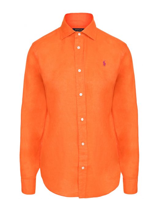 Polo Ralph Lauren Льняная блуза с вышитым логотипом бренда
