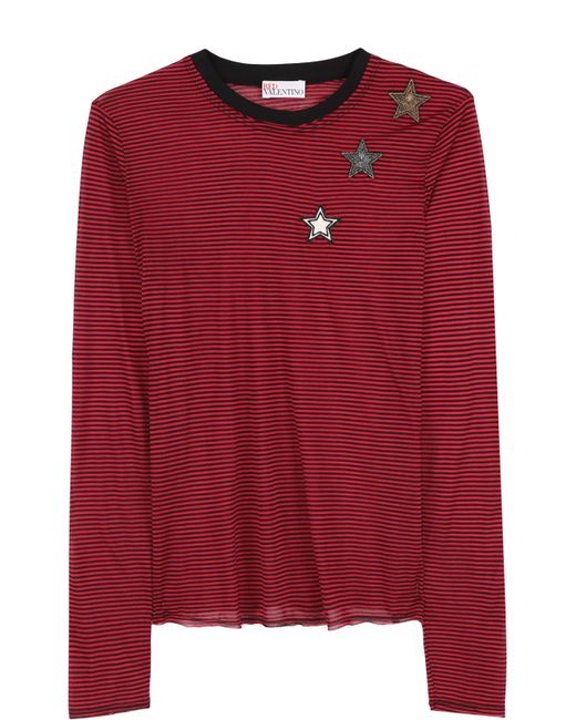 Red Valentino Пуловер в полоску с нашивками в виде звезд