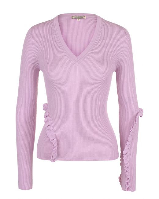 Nina Ricci Шерстяной пуловер фактурной вязки с оборками