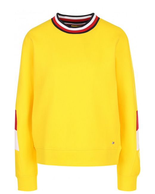 Tommy Hilfiger Хлопковый пуловер прямого кроя с круглым вырезом