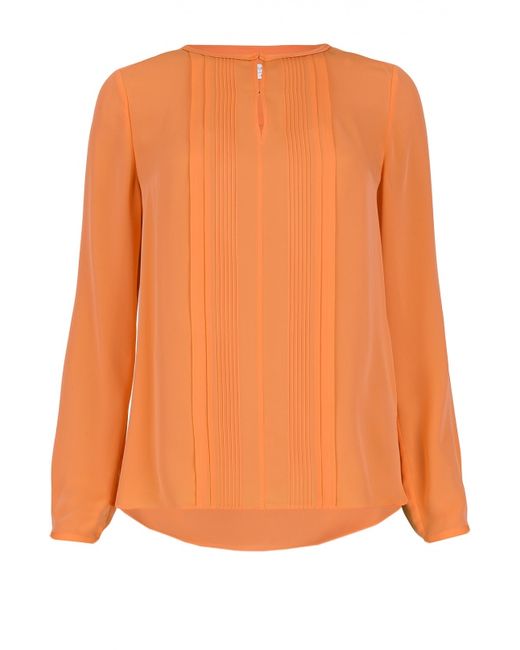 Diane Von Furstenberg Шелковая блуза с вырезом-лодочка и фактурной отделкой