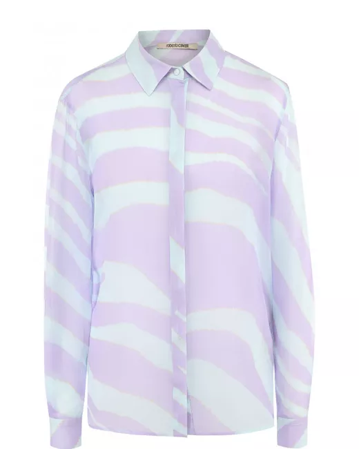 Roberto Cavalli Шелковая блуза с принтом