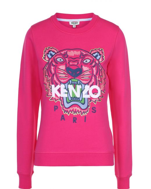 Kenzo Хлопковый свитшот с контрастной надписью и логотипом бренда
