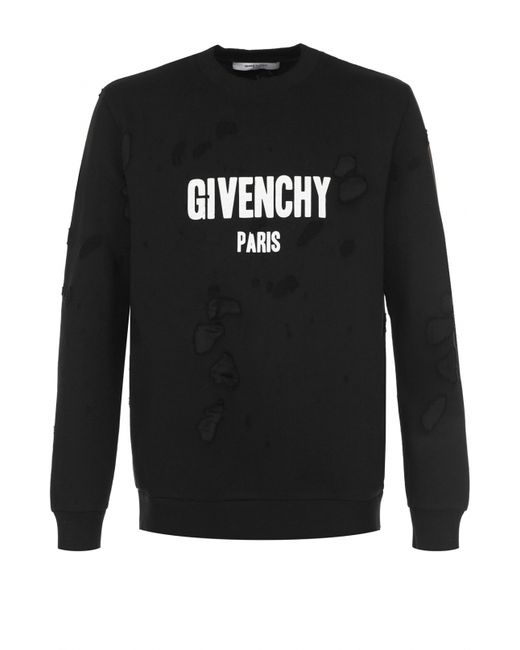 Givenchy Хлопковый свитшот с декоративными потертостями