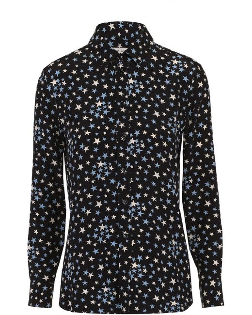Saint Laurent Шелковая блуза прямого кроя с принтом в виде звезд