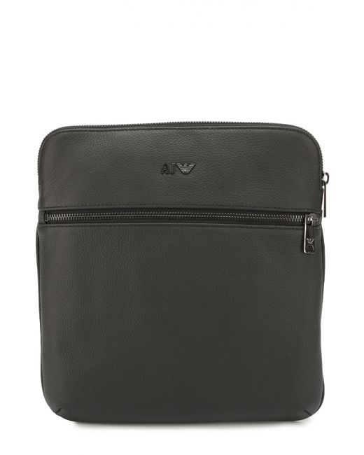 Armani Jeans Кожаная сумка-планшет с внешним карманом на молнии