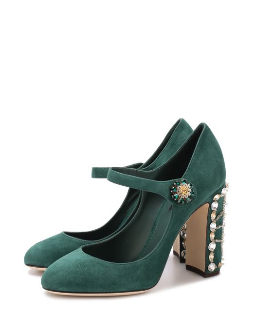 Dolce & Gabbana Замшевые туфли Vally на декорированном каблуке