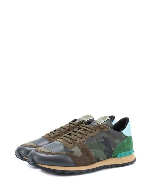 Valentino Комбинированные кроссовки Rockrunner с камуфляжным принтом