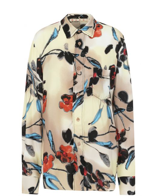 Marni Блуза прямого кроя с цветочным принтом