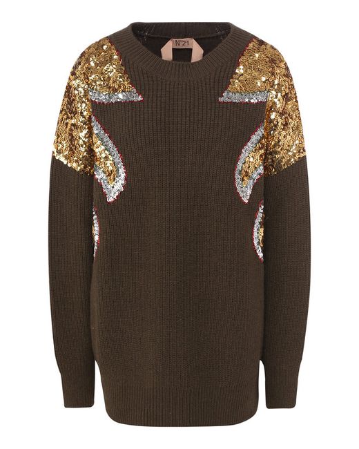 No21 Шерстяной пуловер с пайетками