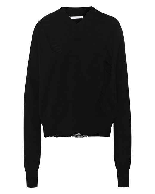 Helmut Lang Шерстяной пуловер с V-образным вырезом