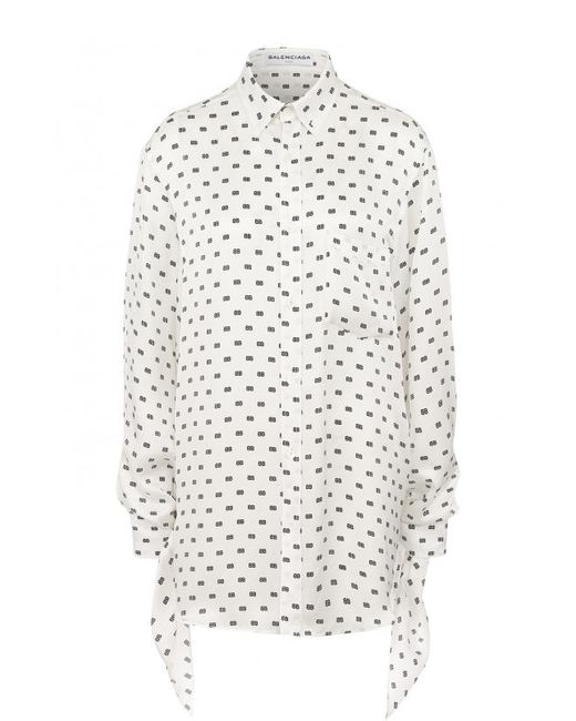 Balenciaga Шелковая блуза свободного кроя с принтом