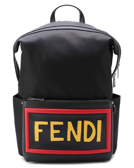 Fendi Текстильный рюкзак с кожаной отделкой