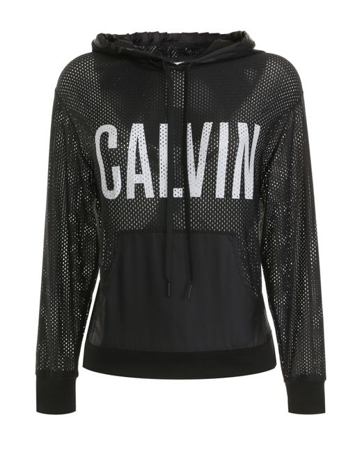 Calvin Klein Перфорированный пуловер с капюшоном и надписью