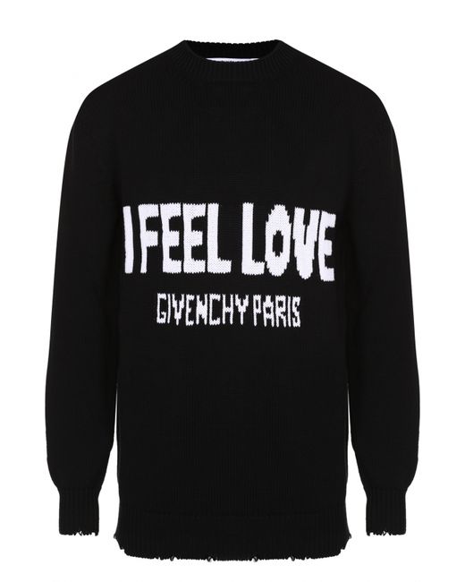 Givenchy Хлопковый джемпер с контрастным принтом и необработанным краем