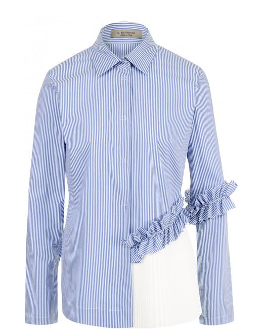D.exterior Приталенная хлопковая блуза с контрастной плиссированной вставкой