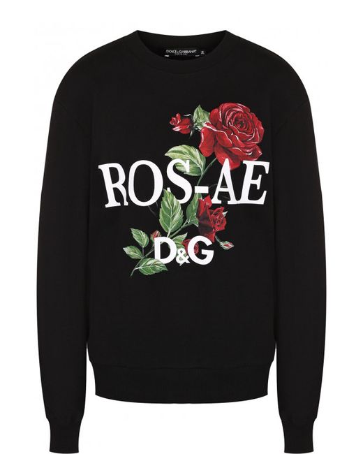Dolce & Gabbana Хлопковый пуловер с круглым вырезом и принтом