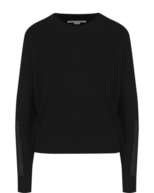 Stella Mccartney Шерстяной пуловер фактурной вязки с круглым вырезом