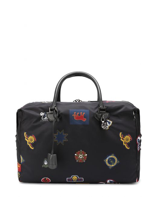 Alexander McQueen Текстильная дорожная сумка с контрастной отделкой и плечевым ремнем
