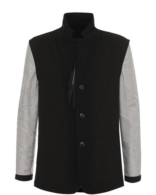 Ann Demeulemeester Шерстяной однобортный пиджак с контрастными рукавами