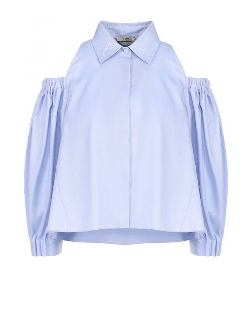Fendi Хлопковая блуза свободного кроя с разрезами на плечах