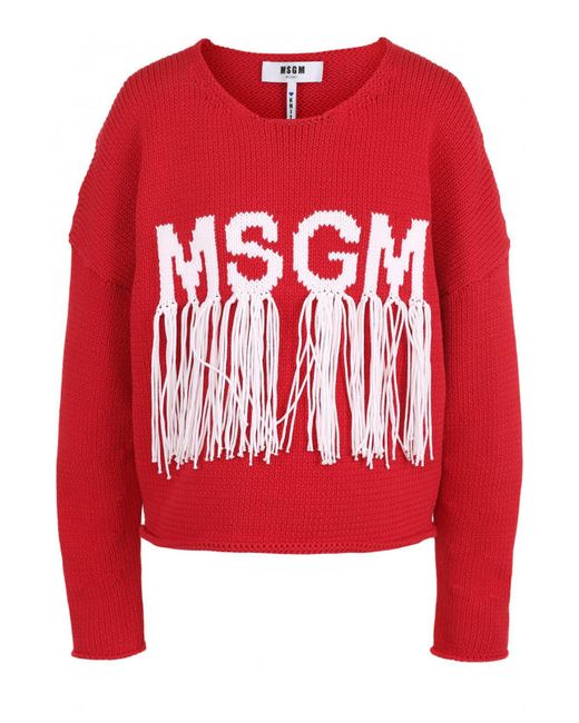 Msgm Пуловер с логотипом бренда и бахромой