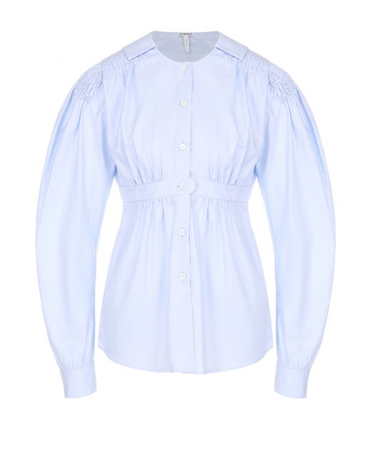 Loewe Хлопковая блуза с завышенной талией и объемными рукавами