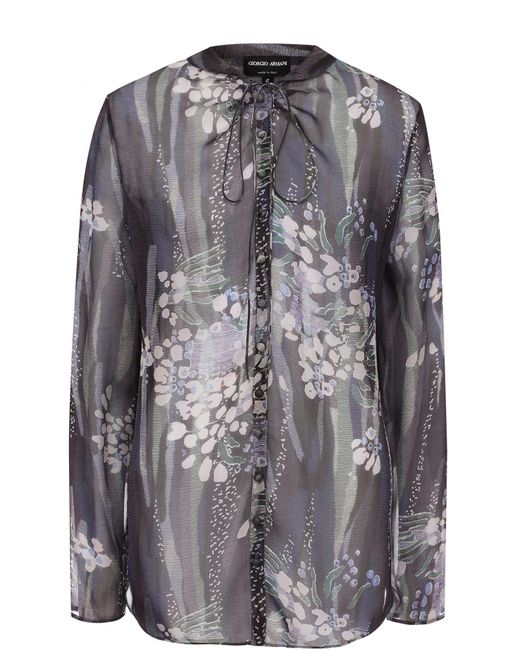 Giorgio Armani Шелковая полупрозрачная блуза с принтом