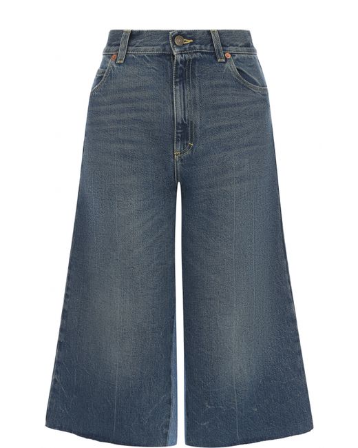 Gucci Укороченные расклешенные джинсы с потертостями