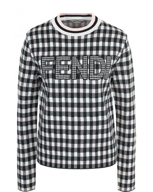Fendi Шерстной пуловер с логотипом бренда