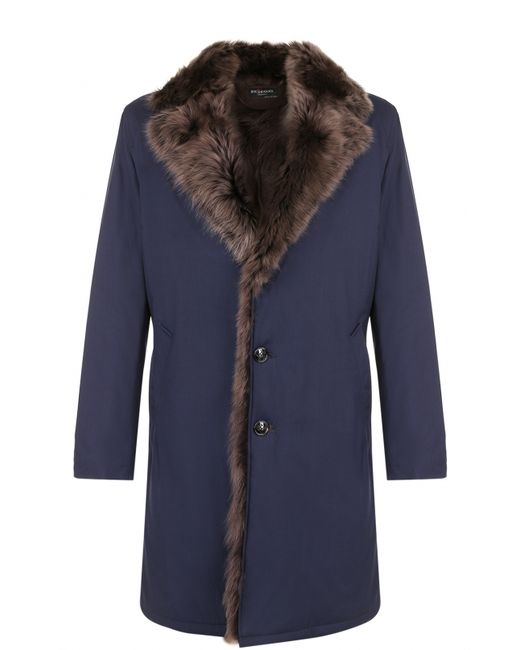 Kiton Удлиненной пальто из смеси шерсти и шелка с меховой подкладкой