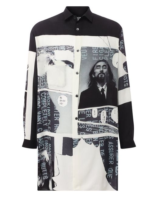 Yohji Yamamoto Удлиненная рубашка с принтом