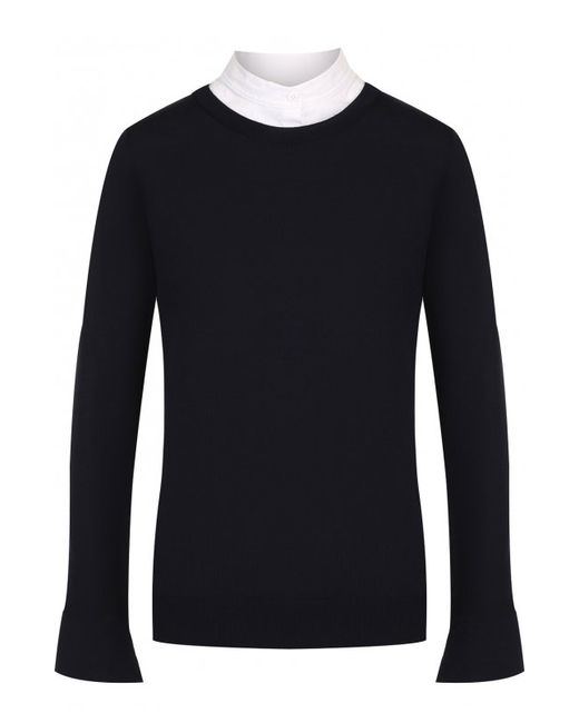 Windsor Шерстяной пуловер с контрастными вставками и воротником-стойкой