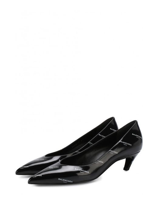 Balenciaga Кожаные туфли Slash на каблуке kitten heel