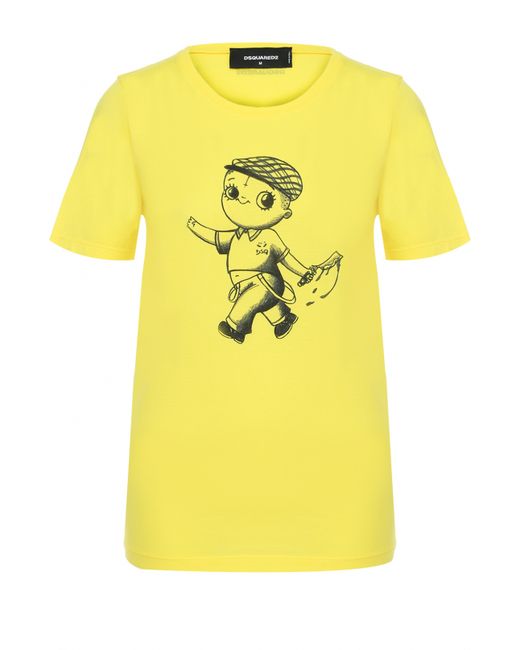 Dsquared2 Хлопковая футболка с контрастным принтом
