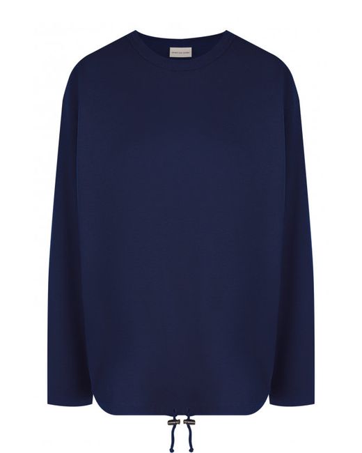 Dries Van Noten Однотонный хлопковый пуловер с круглым вырезом