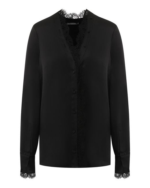 Alexander McQueen Шелковая блуза с кружевной отделкой
