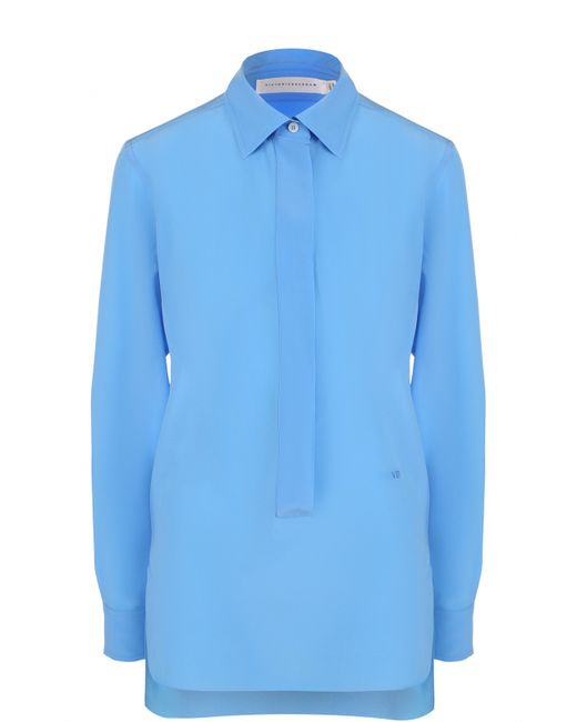 Victoria Beckham Шелковая блуза прямого кроя с удлиненной спинкой