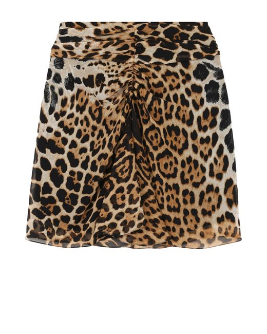 Saint Laurent Шелковая мини-юбка с леопардовым принтом